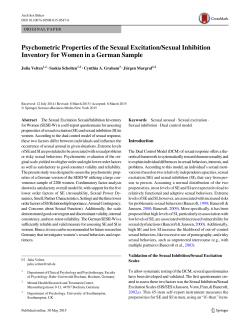 Psychometric Properties of the Sexual Excitation/Sexual Inhibition