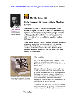 On The Table #22 Caffe Espresso At Home