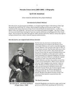 Hercules Crosse Jarvis (1803-1889) &ndash; A Biography by R.F.M.
