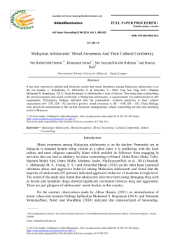 Malaysian Adolescents‟ Moral Awareness And Their Cultural