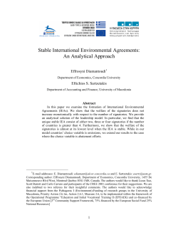 Stable International Environmental Agreements: An Analytical