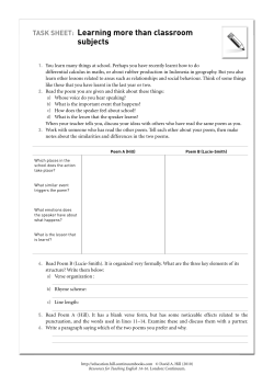 TASK SHEET: Learning more than classroom subjects
