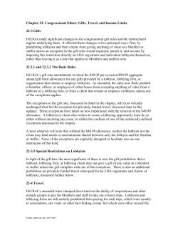 Chapter 22: Congressional Ethics: Gifts, Travel, and Income Limits