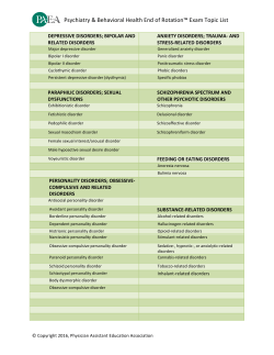 Topic List - PAEA End of Rotation&trade; Exams