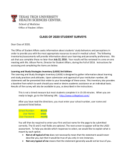 CLASS OF 2020 STUDENT SURVEYS