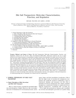 Bile Salt Transporters: Molecular Characterization, Function, and