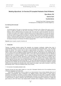 An Overview OF Incomplete Predication Verbs IN Albanian