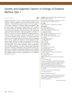 Genetic and Epigenetic Factors in Etiology of Diabetes Mellitus Type