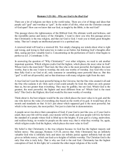 1 Romans 3 (21-26) &ndash; Why our God is the Real God There are a lot