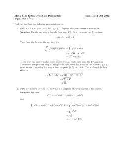 Math 116: Extra Credit on Parametric Equations (∮ 8.2) due: Tue 2