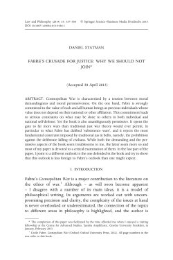 FABRE`S CRUSADE FOR JUSTICE: WHY WE SHOULD NOT JOIN