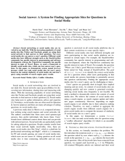 Social Answer: A System for Finding Appropriate Sites for Questions