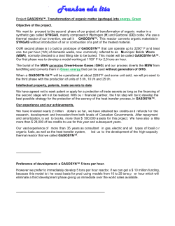 Project GASOSYN&trade;. Transformation of organic matter (garbage