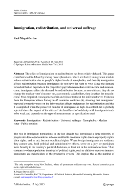 Immigration, redistribution, and universal suffrage