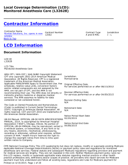 Local Coverage Determination for Monitored Anesthesia Care