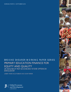 PRIMARY EDUCATION FINANCE FOR EQUITY AND QUALITY