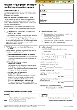 Form N225 - Request for judgment and reply to admission(specified