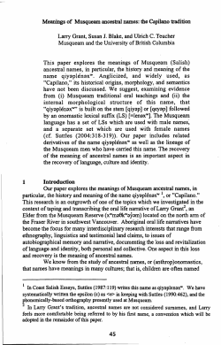 Meanings of Musqueam ancestral names