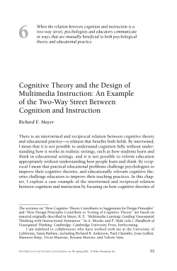 Cognitive Theory and the Design of Multimedia Instruction: An