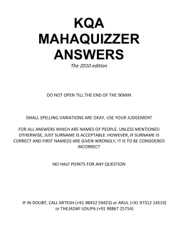 Mahaquizzer 2010 answers - Karnataka Quiz Association