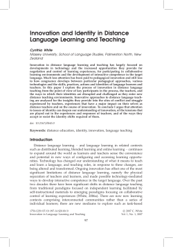 Innovation and Identity in Distance Language Learning and Teaching