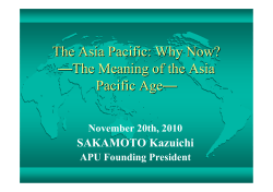 The Asia Pacific: Why Now? ?The Meaning of the Asia Pacific Age?