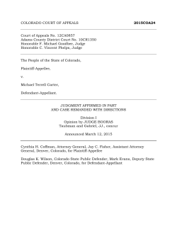 COLORADO COURT OF APPEALS 2015COA24 Court of Appeals