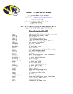 HARRY S TRUMAN MIDDLE SCHOOL Dates to Remember 2016