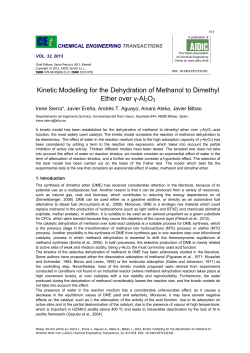 Kinetic Modelling for the Dehydration of Methanol to Dimethyl