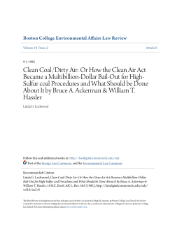 Clean Coal/Dirty Air - Digital Commons @ Boston College Law School