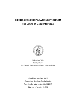 SIERRA LEONE REPARATIONS PROGRAM The Limits of Good