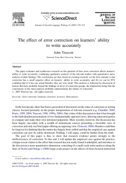 The effect of error correction on learners` ability to write accurately