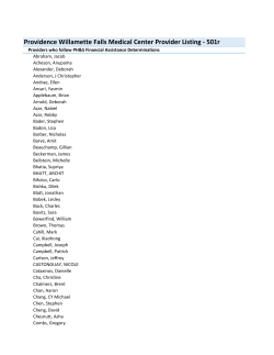 Providence Willamette Falls Medical Center Provider Listing