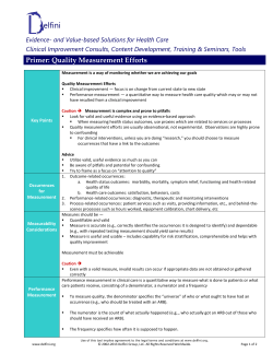 Primer: Quality Measurement Efforts