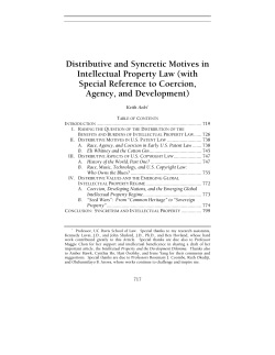 Distributive and Syncretic Motives in Intellectual Property Law (with