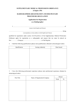 Application for Registration as a Radiographer