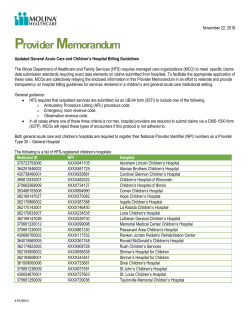 Updated General Acute Care and Children`s