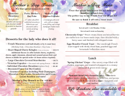 Mother`s Day - Ohlson`s Bakery