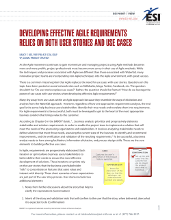 developing effective agile requirements relies on both user stories