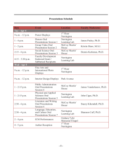 1 - Presentations Schedule Date Event Location