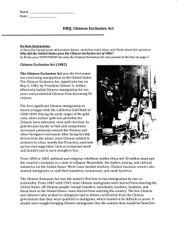 DBQ: Chinese Exclusion Act - Pearl S. Buck International