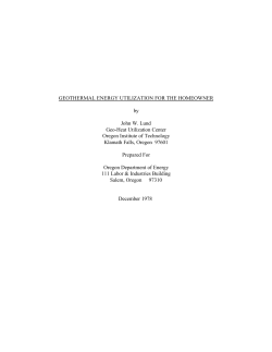 Geothermal Energy Utilization for the Homeowner