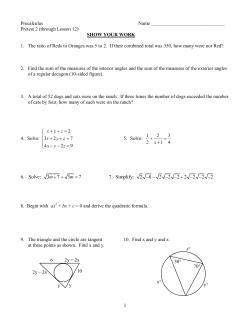 1 Precalculus Name Pretest 2 (through Lesson - Crest Ridge R-VII