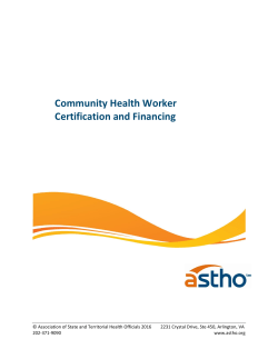 Community Health Worker Certification and Financing