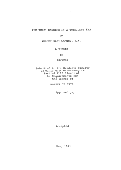 THE TEXAS RANGERS IN A TURBULENT ERA by WESLEY HALL