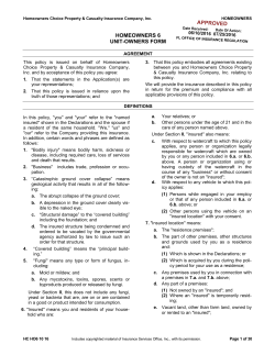 HO6 Policy Forms - Homeowners Choice