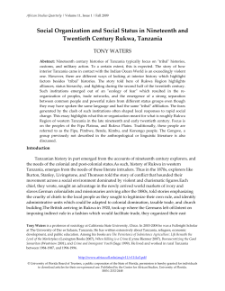 Social Organization and Social Status in Nineteenth and Twentieth
