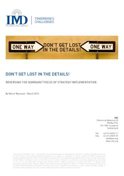 DON`T GET LOST IN THE DETAILS!