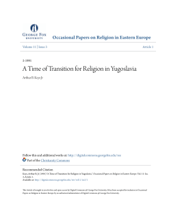 A Time of Transition for Religion in Yugoslavia