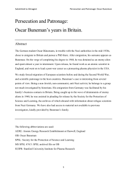 Persecution and Patronage: Oscar Buneman`s years